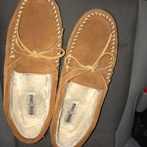 Minnetonka Fox Fur slippers
